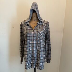 Maurices Gray Plaid Tunic with Hood